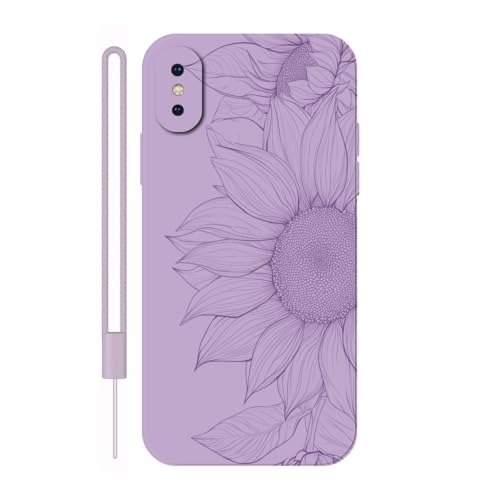 Sunrive Hülle Kompatibel mit iPhone X/XS Case,matt Handyhülle Schutzhülle Etui TPU Rückseite (lila) +1xHandykette Handschlaufe von Sunrive