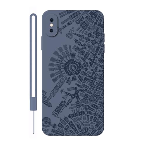 Sunrive Hülle Kompatibel mit iPhone XS Max Case,matt Handyhülle Schutzhülle Etui TPU Rückseite (grau) +1xHandykette Handschlaufe von Sunrive