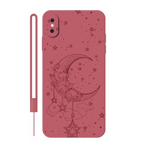 Sunrive Hülle Kompatibel mit iPhone XS Max Case,matt Handyhülle Schutzhülle Etui TPU Rückseite (rot) +1xHandykette Handschlaufe von Sunrive