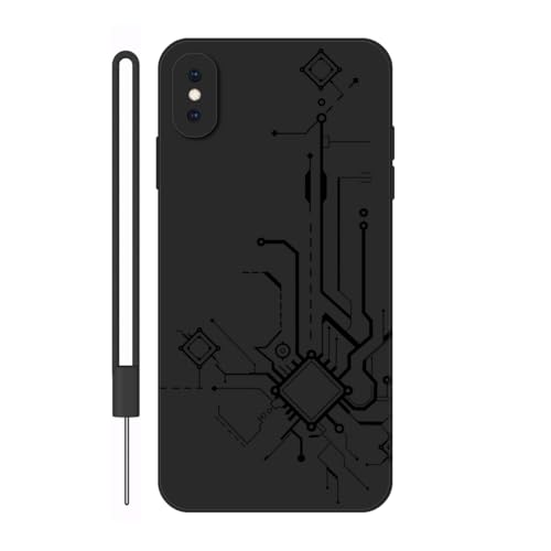 Sunrive Hülle Kompatibel mit iPhone XS Max Case,matt Handyhülle Schutzhülle Etui TPU Rückseite (schwarz) +1xHandykette Handschlaufe von Sunrive