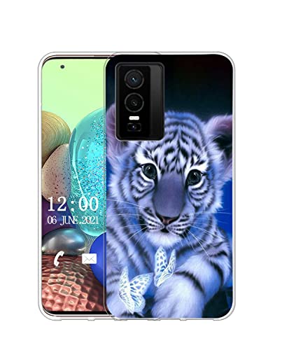 Sunrive Hülle Kompatibel mit vivo Y76 5G Silikon, Transparent Handyhülle Schutzhülle Etui Case (Q Tiger)+Gratis Universal Eingabestift MEHRWEG von Sunrive