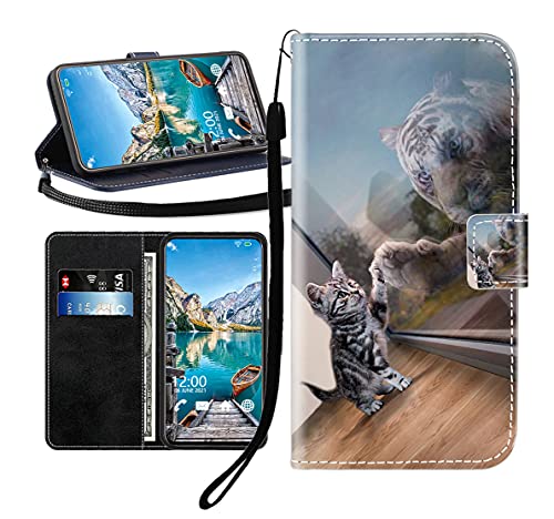 Sunrive Kompatibel mit Motorola Edge 60 Fusion Hülle,Magnetisch Schaltfläche Ledertasche Schutzhülle Etui Leder Case Handyhülle Tasche Schalen Lederhülle MEHRWEG(Tiger Katze B1) von Sunrive