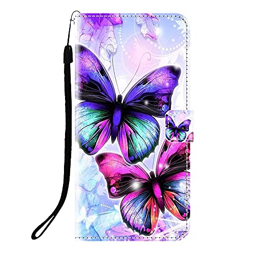 Sunrive Kompatibel mit Oppo Find X8S Hülle,Magnetisch Schaltfläche Ledertasche Schutzhülle Etui Leder Case Handyhülle Tasche Schalen Lederhülle MEHRWEG(Q Schmetterling) von Sunrive