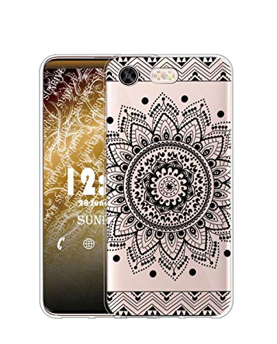 Sunrive Kompatibel mit Sony Xperia XZ1 Compact Hülle Silikon, Transparent Handyhülle Schutzhülle Etui Case (TPU Blume Schwarze)+Gratis Universal Eingabestift MEHRWEG von Sunrive