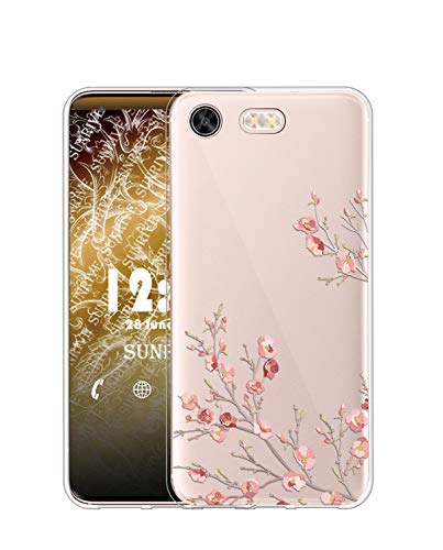 Sunrive Kompatibel mit Sony Xperia XZ2 Compact Hülle Silikon, Transparent Handyhülle Schutzhülle Etui Case (TPU Blume)+Gratis Universal Eingabestift MEHRWEG von Sunrive