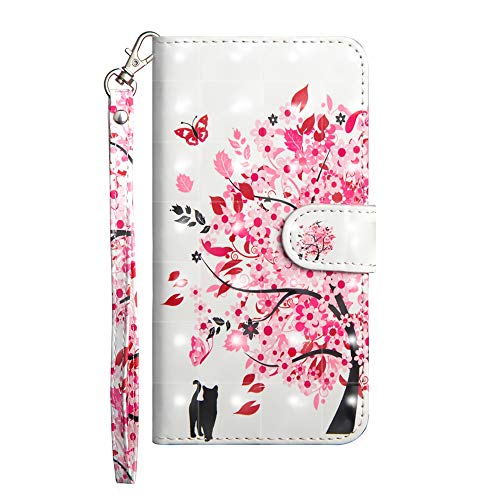 Sunrive Kompatibel mit Xiaomi Redmi 12 Hülle,Magnetisch Schaltfläche Ledertasche Schutzhülle Etui Leder Case Cover Handyhülle Tasche Schalen Lederhülle MEHRWEG(Baum Katze) von Sunrive