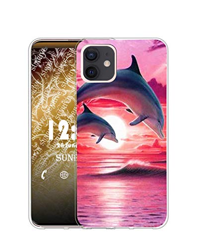 Sunrive Kompatibel mit iPhone 12 Mini Hülle Silikon, Transparent Handyhülle Schutzhülle Etui Case (Q Delfin)+Gratis Universal Eingabestift MEHRWEG von Sunrive