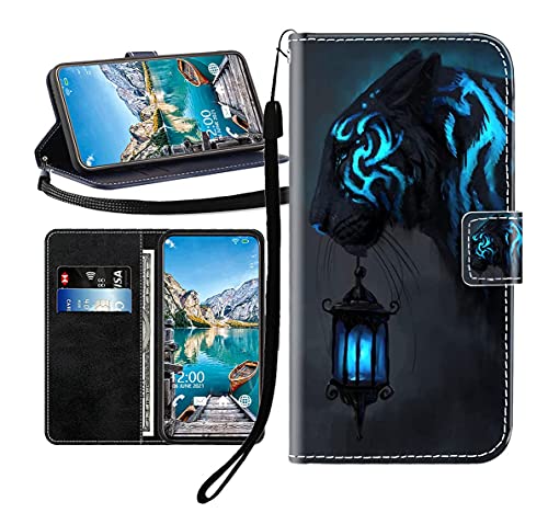 Sunrive Kompatibel mit iPhone 13 Hülle,Magnetisch Schaltfläche Ledertasche Schutzhülle Etui Leder Case Handyhülle Tasche Schalen Lederhülle MEHRWEG(Schwarzer Tiger B1) von Sunrive