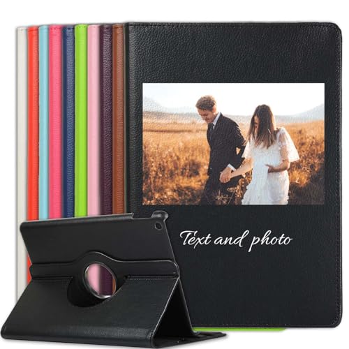 Sunrive Personalisierte hülle kompatibel mit Samsung Galaxy Tab A 7.0'' 2016 T280/T285,360 Grad Drehbare Leichte Schutzhülle mit Ständer und Tasche,Etui mit Eigenem Foto Name Bild Text von Sunrive
