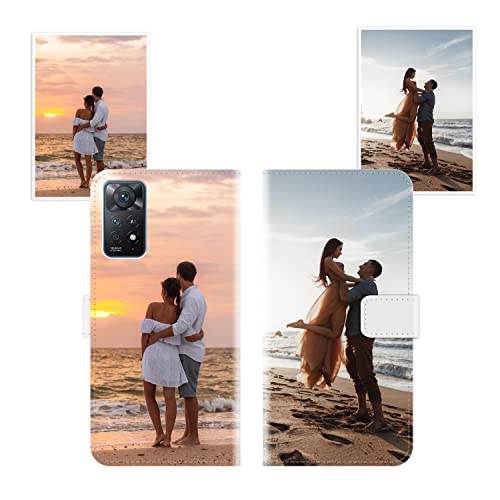 Sunrive Personalisierte hülle kompatibel mit Xiaomi Redmi Note 11 Pro Handyhülle Benutzerdefiniert,Schutzhülle Lederhülle handykette universal Etui mit Eigenem Foto Bild Text Individuelle von Sunrive