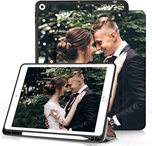 Sunrive Personalisierte hülle kompatibel mit iPad 9 8 7 (10,2",Model 2021 2020 2019, 9.8.7.Generation) Benutzerdefiniert,Trifold Ständer Schutzhülle mit Stifthalter,Etui mit Eigenem Foto Bild Text. von Sunrive