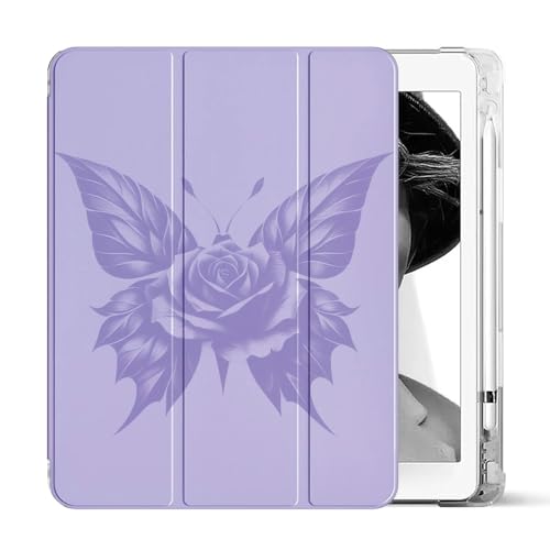 Sunrive Tablet hülle kompatibel mit Samsung Galaxy Tab S10+/S9 FE+ / S9 Plus 12.4" 2023,PU Leder Stoßfeste Etui Trifold Ständer Schutzhülle mit Stifthalter Auto Sleep/Wake-Hellviolett von Sunrive