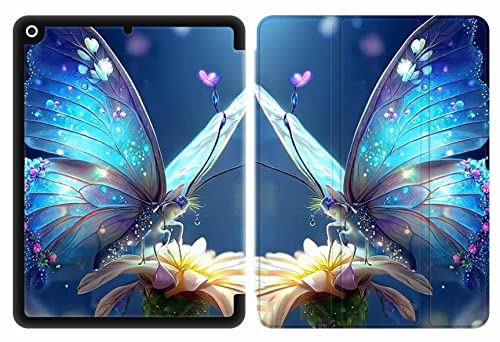 Sunrive Tablet hülle kompatibel mit iPad 9 8 7 (10,2",Model 2021 2020 2019, 9.8.7.Generation) Cover Case,PU Leder Schutzhülle Trifold Ständer Schutzhülle mit Stifthalter-Schmetterling,Blume, von Sunrive