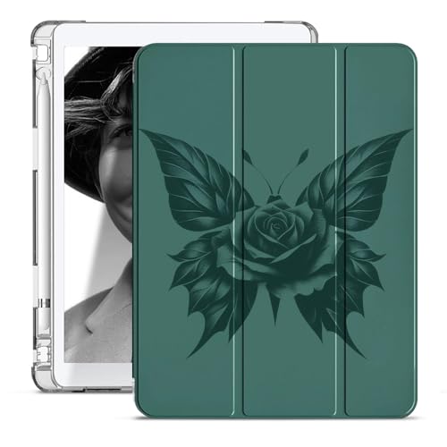 Sunrive Tablet hülle kompatibel mit iPad Air 2 2014 9.7",PU Leder Stoßfeste Etui Trifold Ständer Schale Schutzhülle mit Stifthalter Auto Sleep/Wake-Dunkelgrün von Sunrive