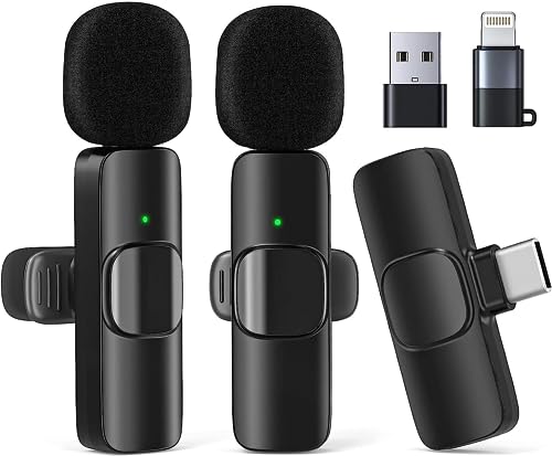 2Pcs Mini Microphone Multifunktion,Mini Wireless Mikrofon für Video,Mikrofon Wireless Für IPhone Android,Mikrofon Zum Anstecken,Mikrofon Bluetooth Handy,Kabellos Ansteckmikrofon für YouTube Vlog von Sunshine smile