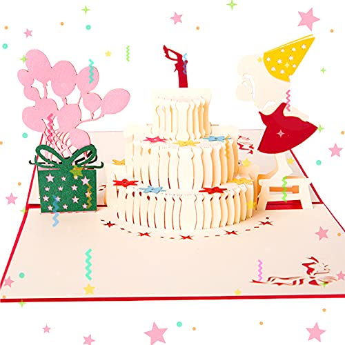 3D Geburtstagskarte, Pop Up Geburtstagskarten Grußkarte Geburtstag Karten mit 3 Schichten Kuchen,Glückwunschkarte Grußkarten mit Umschlag für Geburtstag,Gefaltete Happy Birthday Karte von Sunshine smile