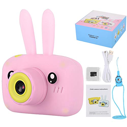 SunshineFace Kinderkamera, Anti-Drop-2MP-Digitalkamera für Kinder mit HD 1080P-Videorecorder, niedliche Kaninchen-Mini-Spiegelreflexkamera mit 32-G-Speicherkarte für Jungen und Mädchen von SunshineFace