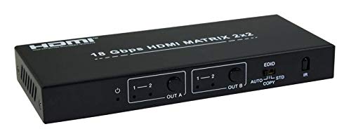 18Gbps 2x2 Matrix HDMI Umschalter 4K@60Hz HDR HDMI2.0 EDID Audio Extractor von SunshineTronic