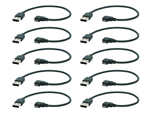 SunshineTronic 10 Stück 0,2m Premium High Speed micro USB 2.0 Ladekabel Datenkabel mit 90° Winkel-Stecker von SunshineTronic