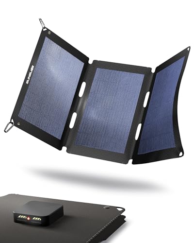 Solar Charger Outdoor, Solarmodul flexibel, Solaranlage Camping, Solar Charger wasserdicht mit leistungsstarker 18W Ladekapazität, 2 x USB Anschluss, Black von Sunslice