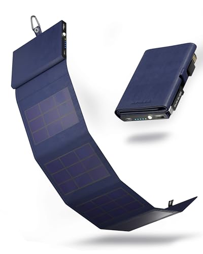 Solar Power Bank mit SunPower Technologie, Handy Ladegerät im Taschenformat, ideal beim Camping oder Wandern, Mobile Solar Charger kompatibel mit iPhone, Samsung, Huawei, blau von Sunslice