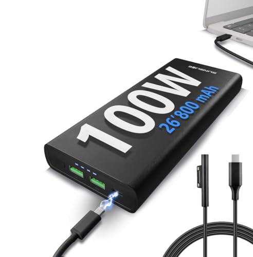 Sunslice | Externer Akku für Laptop UND Telefon. Powerbank 26800mAh USB-C 100W. Ideal für Microsoft Surface Pro 3 und Pro 4. Inklusive Kabel für MS Surface Sunslice | Externer Akku für Laptop UND Telefon. Powerbank 26800mAh USB-C 100W. Ideal für Microsoft Surface Pro 3 und Pro 4. Inklusive Kabel für MS Surface von Sunslice