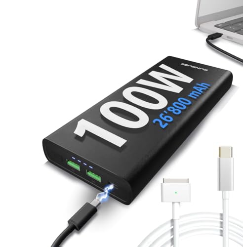 Sunslice | Externer Akku für Laptop UND Telefon. Powerbank 26800mAh USB-C 100W. Kompatibel mit MacbookAir Magsafe2 Power Input. Inklusive Magsafe2 Kabel Sunslice | Externer Akku für Laptop UND Telefon. Powerbank 26800mAh USB-C 100W. Kompatibel mit MacbookAir Magsafe2 Power Input. Inklusive Magsafe2 Kabel von Sunslice