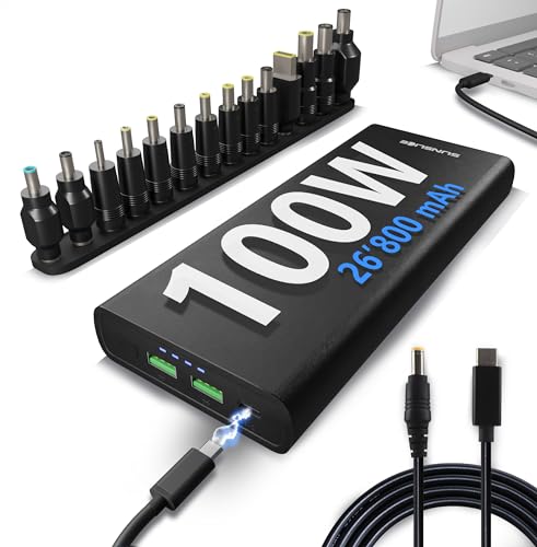 Sunslice | Externer Akku für Laptop UND Telefon. Powerbank 26800mAh USB-C 100W. Kompatibel mit der großen Mehrheit der Laptops. Inklusive Universal-Adapterset Sunslice | Externer Akku für Laptop UND Telefon. Powerbank 26800mAh USB-C 100W. Kompatibel mit der großen Mehrheit der Laptops. Inklusive Universal-Adapterset von Sunslice