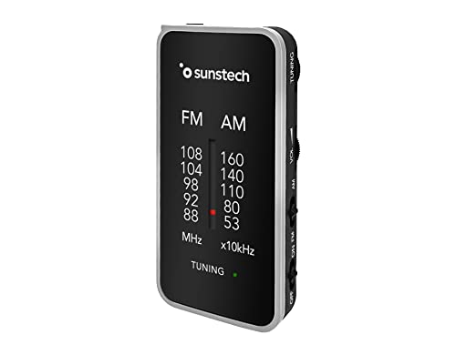 Sunstech RPC6 FM/Am Taschenradio, tragbar, analog, Multiband-Radio, funktioniert mit 2 AAA-Batterien, silberfarben von Sunstech