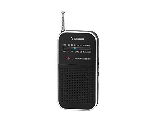 Sunstech RPS44 Tragbares AM/FM-Radio mit integriertem Lautsprecher, Schwarz/Silber von Sunstech