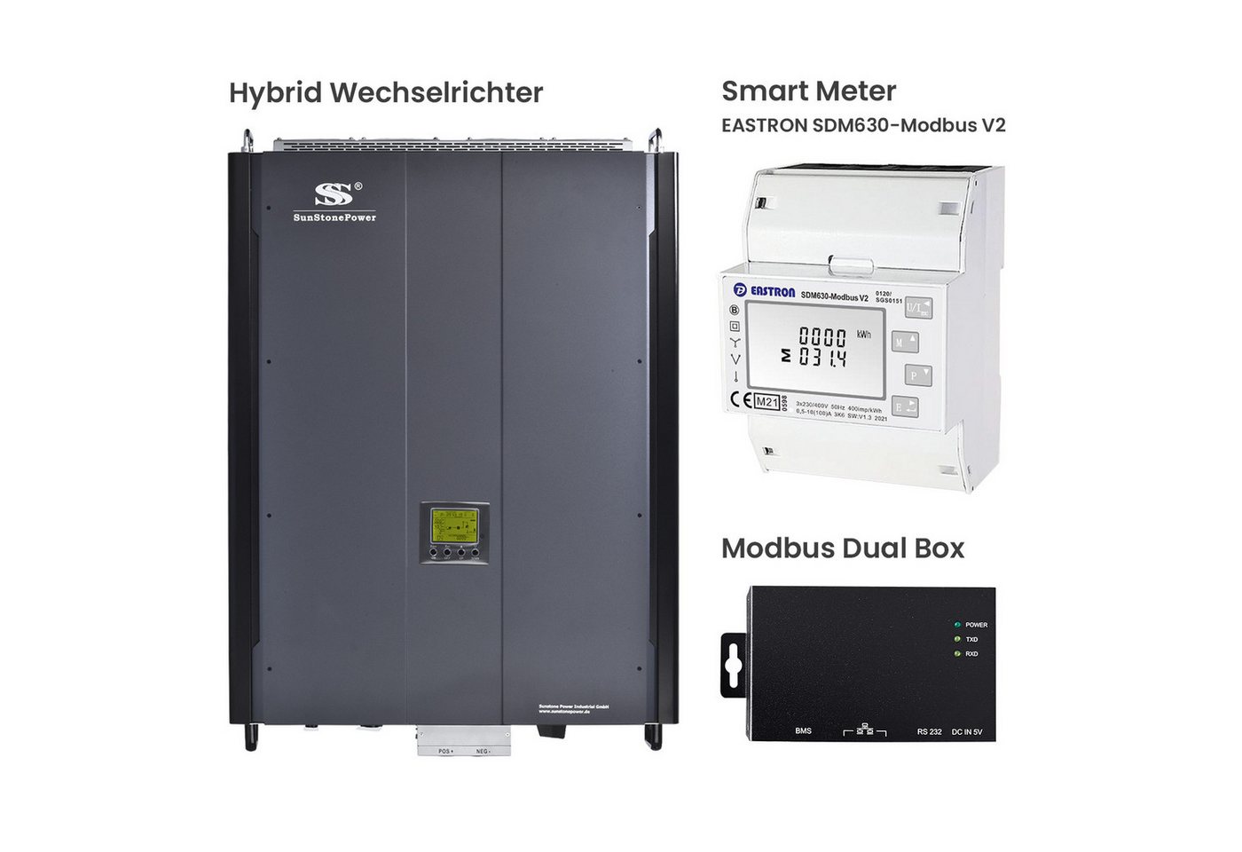 Sunstone Power Wechselrichter 3 Phasen 15KW 48V Solar Inverter Einspeisung ins Hausnetz 0% MWST, (Sunstone Power Hybrid Wechselrichter 1 Stk), Reine Sinuswelle, mit App, Inselbetrieb und Einspeisung ins Netz von Sunstone Power