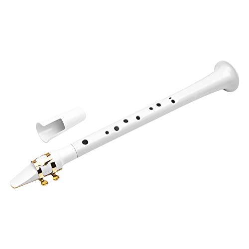 Sunydog Weißes Taschensaxophon Tragbares Mini-Saxophon Schlüssel von C Kleines Kunststoff-Saxophon mit Tragetasche Holzblasinstrument von Sunydog