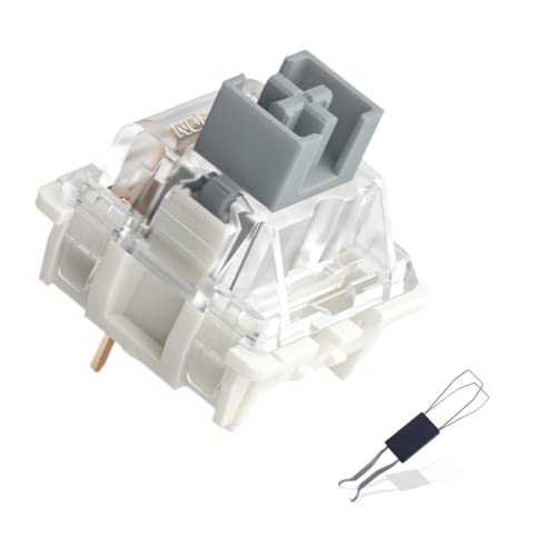 Gateron MX Pro Switch Selbstschmierende Doppelfeder mit professionellem 2-in-1-Tastatur-Tastenkappenabzieher, geeignet für mechanische Tastaturen, SMD-3-Pin-Silberschalter (70 Stück) von Sunzit