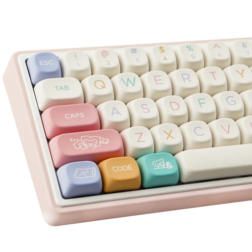 Sunzit MOA Profil Keycaps, 126 Tasten PBT Niedliche Tastenkappen Set Dye Sublimation Custom Keycaps für Cherry MX Schalter ISO/ANSI UK Layout 104/87/74/61 60 Mechanische Gaming Tastatur von Sunzit