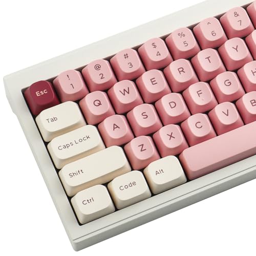 Sunzit PBT Keycaps 173 Tasten YMK Profil Keycaps Rosa Weiß Custom Doppelschuss-Tastenkappen-Set mit 2,75u, 3u, 6,25u und 7u Leertaste für Cherry MX-Schalter,ISO-ANSI-Layout,Mechanische Tastatur von Sunzit