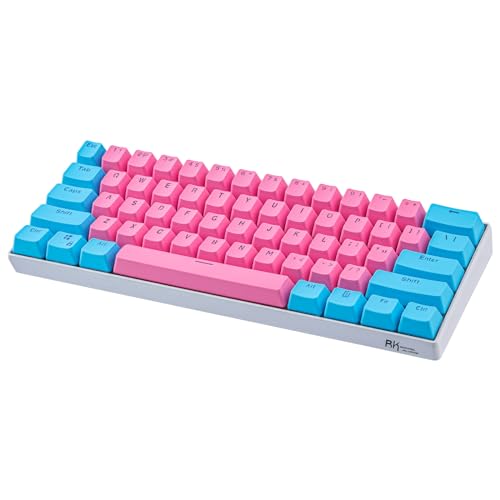 Sunzit Tastenkappen, 61 Tastenkappen, Hintergrundbeleuchtung, zweifarbig, mechanische Tastatur, PBT-Tastenkappe für GH60 / RK61 / ALT61 / Annie / Keyboard Poker-Tasten (Rosa und Blau) von Sunzit