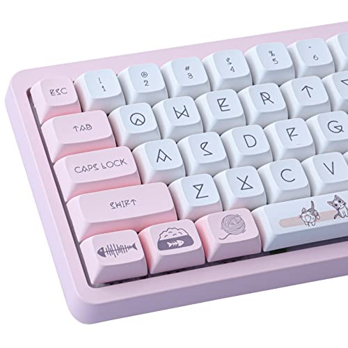 Sunzit XDA Keycaps PBT-Tastenkappen 136 Tasten Farbsublimation für MX-Schalter ISO/ANSI-Layout Mechanische Tastatur (Cheese Cat) von Sunzit