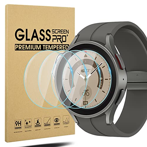 Diruite 4-Stück Displayschutz für Samsung Galaxy Watch 5 Pro 45mm Schutzfolie,HD Glas Displayschutzfolie für Samsung Galaxy Watch 5 Pro 45mm [Blasenfrei] [Kratzfest] [Vollständige Abdeckung] von Suoman