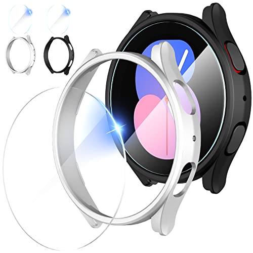 Diruite Hülle für Samsung Galaxy Watch 5 40mm Schutzhülle+Schutzfolie, Härte PC Slim Stoßfeste Schutzhülle für Galaxy Watch 5 40mm Schutz Case*2+Glas Schutzfolie*2 von Suoman