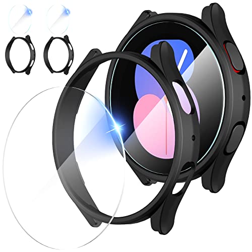 Diruite Hülle für Samsung Galaxy Watch 5 40mm Schutzhülle+Schutzfolie, Härte PC Slim Stoßfeste Schutzhülle für Galaxy Watch 5 40mm Schutz Case*2+Glas Schutzfolie*2 von Suoman