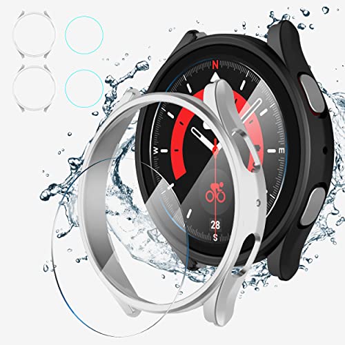 Diruite für Samsung Galaxy Watch 5 Pro 45mm Schutzfolie+Schutzhülle,Härte PC Schutz Case für Samsung Galaxy Watch 5 Pro 45mm Hülle*2+Glas Schutzfolie*2[Anti-Scratch] von Suoman