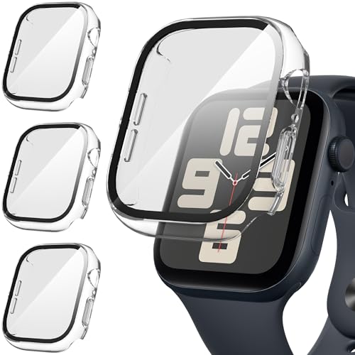 Suoman 3 Stück Hülle für Apple Watch Series 6/5/4/SE 44mm Schutzhülle PC Ultradünne HD Hartglas Glas Kratzfest Displayschutz Case,Transparent&Transparent&Transparent,44mm Suoman 3 Stück Hülle für Apple Watch Series 6/5/4/SE 44mm Schutzhülle PC Ultradünne HD Hartglas Glas Kratzfest Displayschutz Case,Transparent&Transparent&Transparent,44mm von Suoman