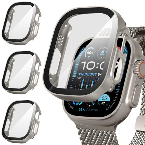 Suoman 3 Stück Hülle für Apple Watch Ultra/Ultra 2 49mm Schutzhülle PC Ultradünne HD Hartglas Glas Kratzfest Displayschutz Case,Titanstahl&Titanstahl&Titanstahl,49mm Suoman 3 Stück Hülle für Apple Watch Ultra/Ultra 2 49mm Schutzhülle PC Ultradünne HD Hartglas Glas Kratzfest Displayschutz Case,Titanstahl&Titanstahl&Titanstahl,49mm von Suoman