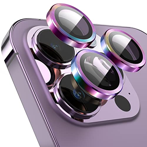Suoman Kameraobjektivschutz kompatibel mit iPhone 14 Pro 6,1 Zoll 14 Pro Max 6,7 Zoll, Metallstruktur Stil für iPhone 14 ProiPhone 14 Pro Max Kameraabdeckung gehärtetes Glas [MetallCDLinien] – von Suoman