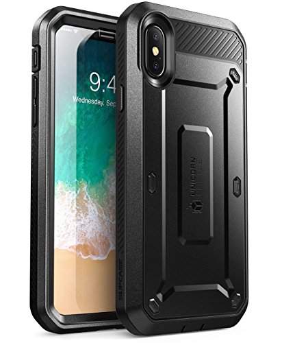 SUPCASE Hülle für iPhone X Handyhülle iPhone XS Case Bumper Schutzhülle 360 Grad Cover Euti [Unicorn Beetle PRO] mit integriertem Displayschutz und Gürtelclip, Schwarz von SupCase