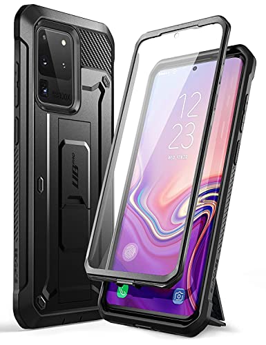 SUPCASE Outdoor Hülle für Samsung Galaxy S20 Ultra (6.9") Handyhülle Bumper Case 360 Grad Schutzhülle Cover [Unicorn Beetle Pro] mit Integriertem Displayschutz, Gürtelclip und Ständer (Schwarz) von SupCase