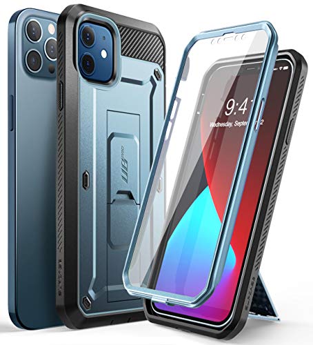 SUPCASE Outdoor Hülle für iPhone 12 / iPhone 12 Pro (6.1") Handyhülle 360 Grad Case Bumper Schutzhülle [Unicorn Beetle Pro] mit Displayschutz, Blau von SupCase