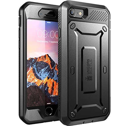 SUPCASE Outdoor Hülle für iPhone SE 2022/2020, iPhone 7 Case iPhone 8 Handyhülle [Unicorn Beetle PRO] Bumper Schutzhülle Stoßfest Cover mit Displayschutz und Gürtelclip, Schwarz von SupCase