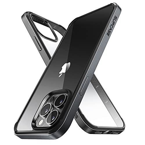 SUPCASE Schutzhülle für iPhone 13 Pro Max 6,7 Zoll (2021), transparente Rückseite, ultradünn, mit Bumper, TPU, innen, stoßfest, Design mit flachen Kanten (schwarz) von SupCase