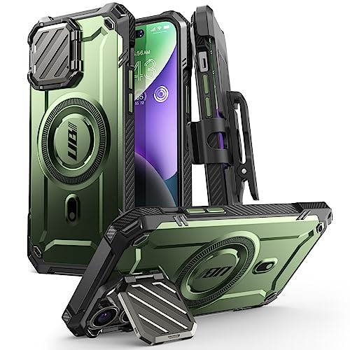 SUPCASE UB Mag XT Schutzhülle für iPhone 14 Pro Max/iPhone 13 Pro Max mit Kameraschutz, robust, integrierter Ständer, Gürtelclip, kompatibel mit MagSafe (Goldan) von SupCase